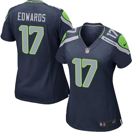 Women's Elite Braylon Edwards Nike Jersey Navy Blue Home - #17 NFL Seattle Seahawks